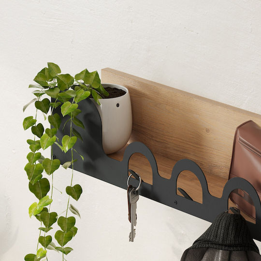 Hanah Home Κρεμάστρα Τοίχου Μεταλλική 4 Θέσεων Καφέ 63x14x14cm