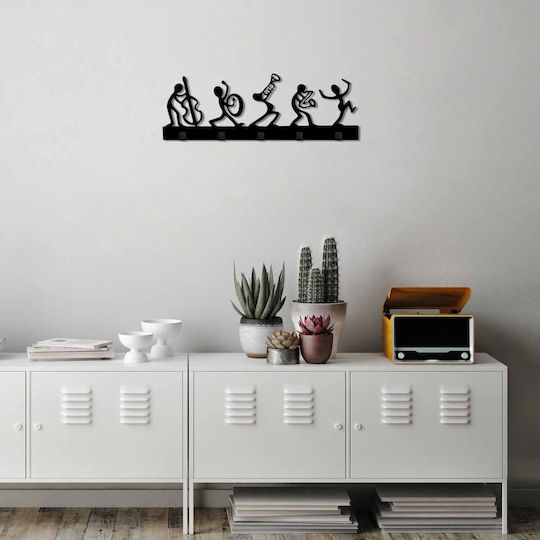 Wallity Wall Hanger Metal 5 Hooks Black 60x25x2cm