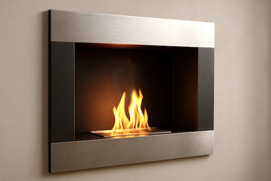 EcoHot Bio Classic 001 IB Επιτοίχιο Τζάκι Βιοαιθανόλης Εσωτερικού Χώρου Ασημί 67x15.5x46cm