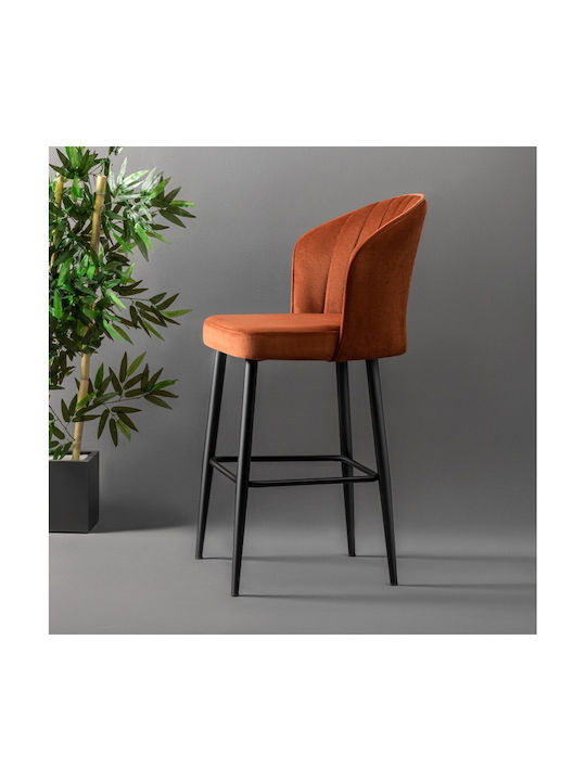 Σκαμπό Μπαρ Μεταλλικό Terracotta-black 4τμχ 52x42x97εκ.