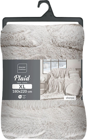 Kipper Lynx Decke Pelzig Halbseitig 180x220cm Ecru