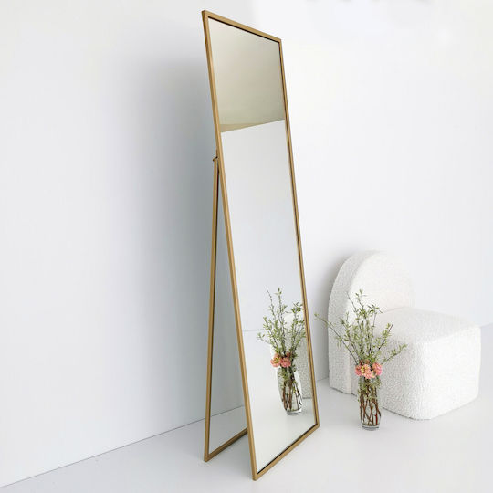 Aberto Design Oglindă De Podea Cu Cadru Metalic Auriu 170x60cm