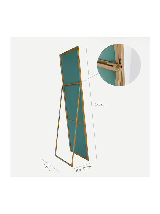 Aberto Design Oglindă De Podea Cu Cadru Metalic Auriu 170x60cm