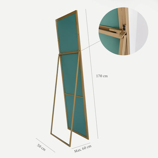 Aberto Design Oglindă De Podea Cu Cadru Metalic Auriu 170x60cm