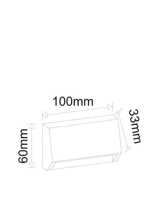 Adeleq Επιτοίχια Εξωτερική Πλαφονιέρα LED IP65 2W με Ρυθμιζόμενο Λευκό Φως