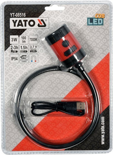 Yato Rechargeable Work Light with Extension Cord LED IP54 with Brightness up to 100lm