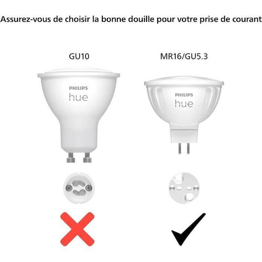 Philips Bec Smart LED 5.1W pentru Dulie GU5.3 și Formă MR16 Alb reglabil 400lm Reglabil în intensitate