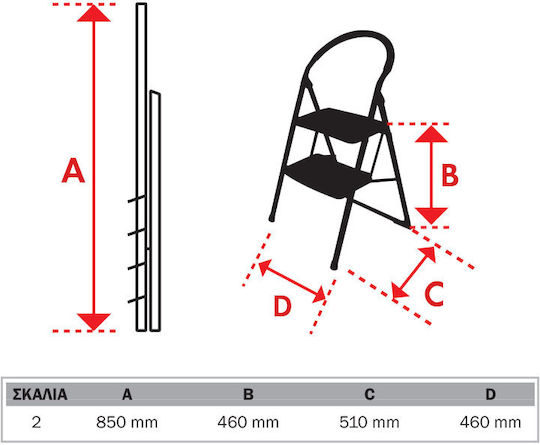 Bulle SK2 Step Ladder iron 2 Stair 75.5cm