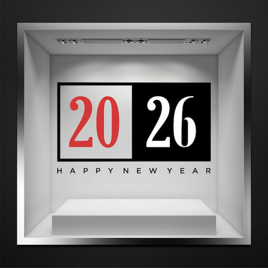 Weihnachtliche Schaufenster- und Wandsticker Happy 2025 120x130cm