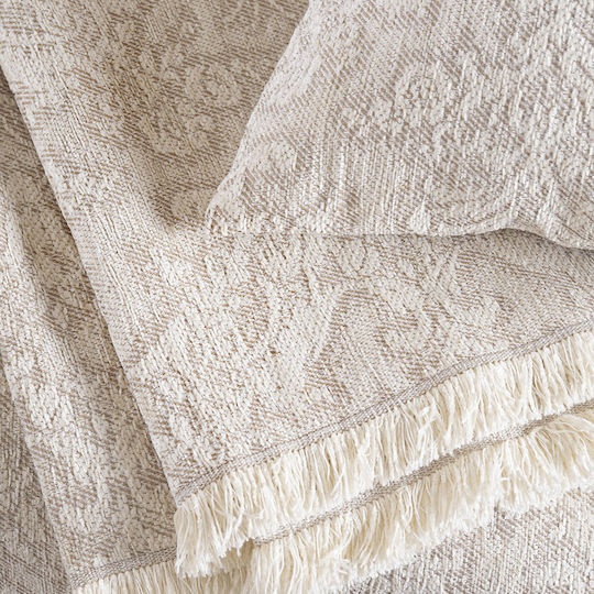 Rythmos Bianco Ριχτάρι Διθέσιου Καναπέ Chenille 180x240εκ. Εκρού
