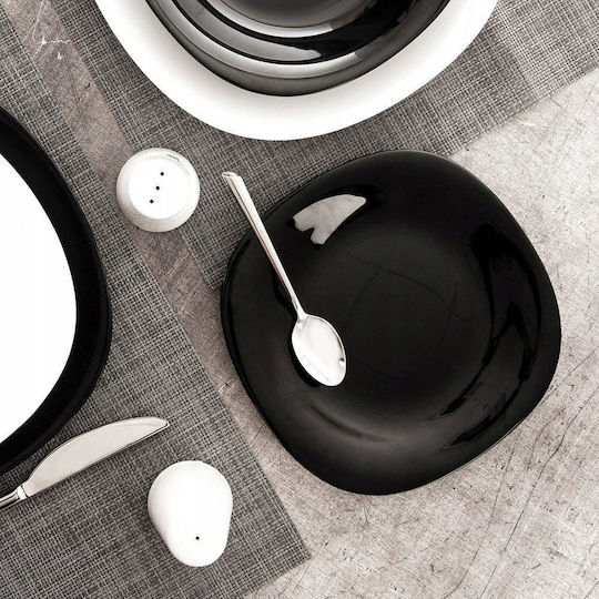 Lumarko Πιάτο Γλυκού Γυάλινο Μαύρο με Διάμετρο 20.5cm
