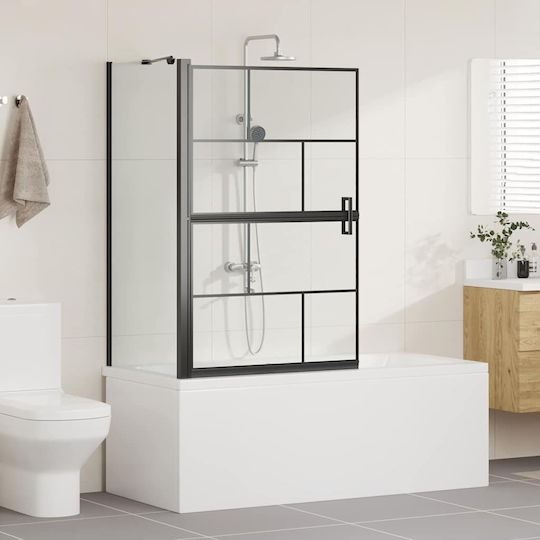 vidaXL Cabinet Cada De Baie Cu Ușă Pliabilă 80x68x129.5cm Sticlă Transparentă Neagră