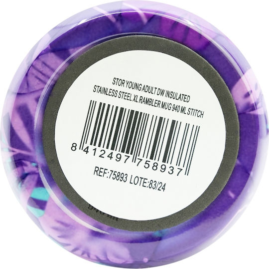 Stor Disney: Stitch Handled Tumbler Thermos Stainless Steel 940ml Purple with Straw and Handle