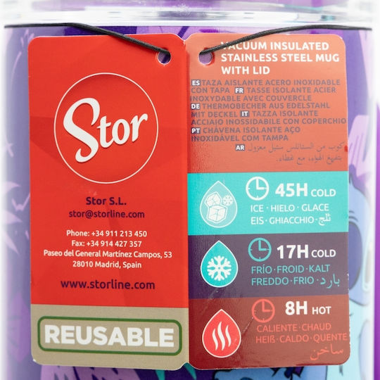 Stor Disney: Stitch Handled Tumbler Thermos Stainless Steel 940ml Purple with Straw and Handle