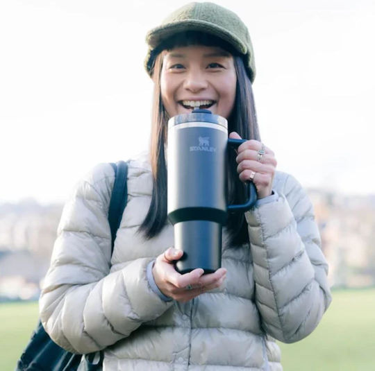 Stanley Quencher H2.0 FlowState Handled Tumbler Thermos Stainless Steel BPA Free 1.18lt Violet Blossom with Straw and Handle