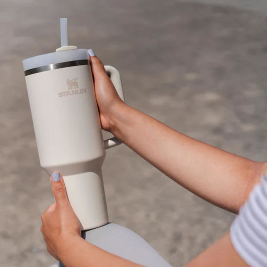 Stanley Quencher H2.0 FlowState Handled Tumbler Thermos Stainless Steel BPA Free 1.18lt Violet Blossom with Straw and Handle