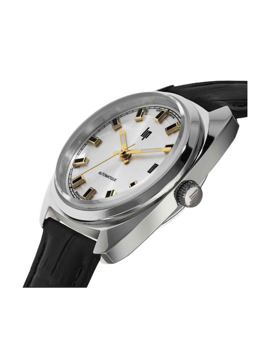 Lip Watches General De Gaulle Men's Watch Automatic with Black Leather Strap