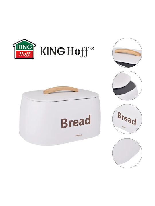 KING Hoff Ψωμιέρα Inox Λευκή 34x24x18.5cm