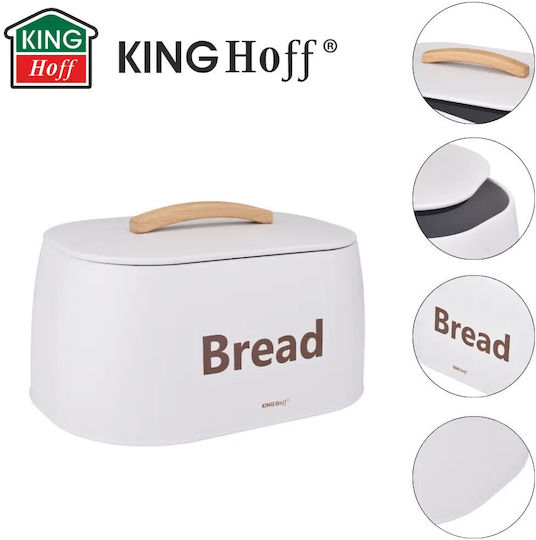 KING Hoff Ψωμιέρα Inox Λευκή 34x24x18.5cm