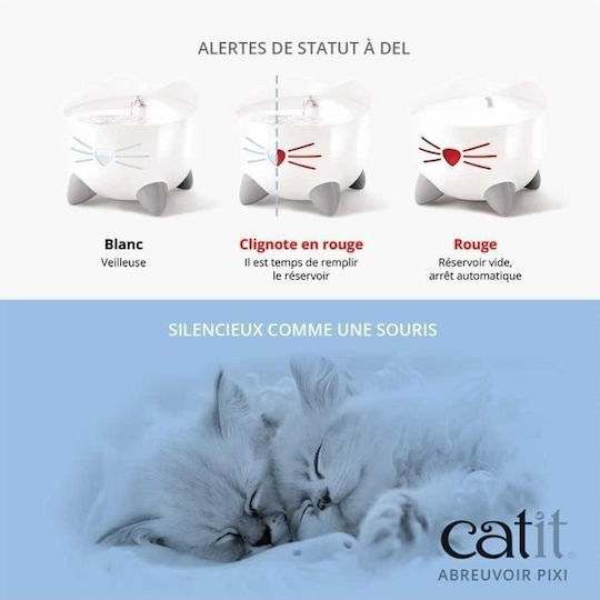 Catit Pixi Automatic Stainless Steel Waterer / Fountain for Dog & Cat 2.5lt 20.5cm in White Color
