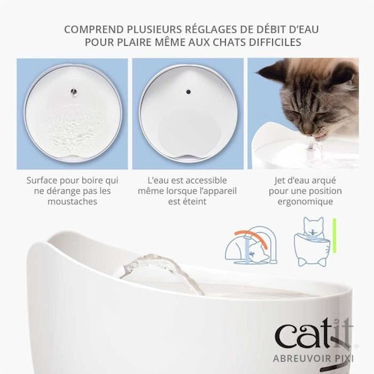 Catit Pixi Automatic Stainless Steel Waterer / Fountain for Dog & Cat 2.5lt 20.5cm in White Color
