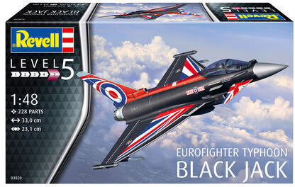 Revell Eurofighter Typhoon Black Jack Modeling Figure Airplane Black 228 Pieces in Scale 1:48