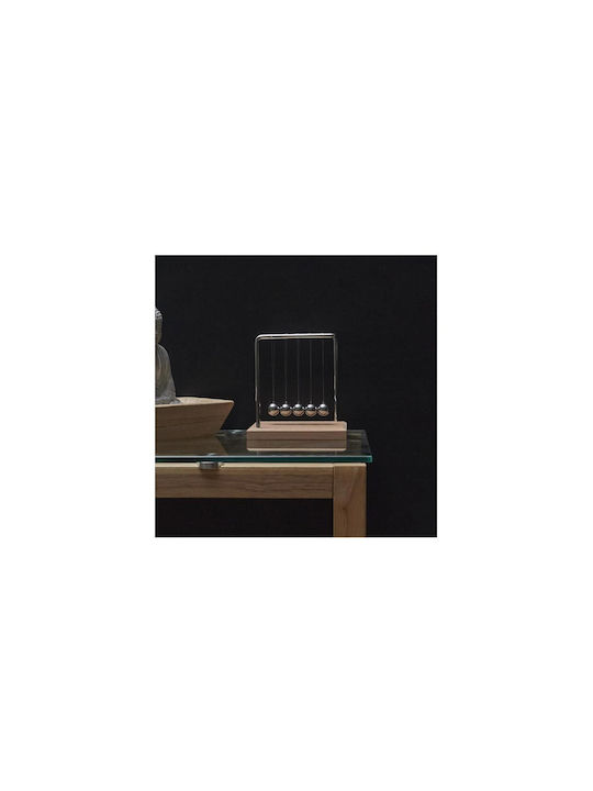 Newton's Cradle 5 Balls Metal Frame Wooden Base 14x11x15 Cm Aria Trade