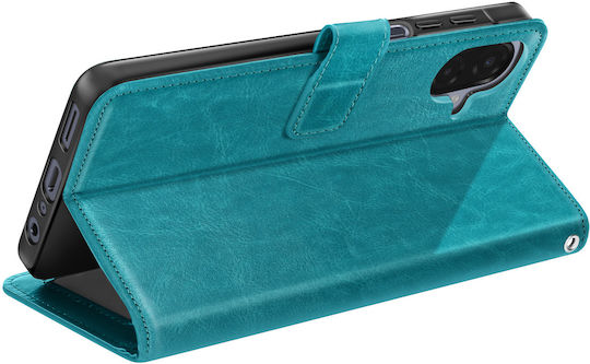 Mayaxess Wallet Case Galaxy A07 Wrist Strap Stand Function Blue Green