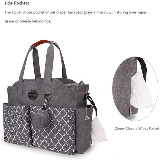 Queen Mother Shoulder/Hand Diaper Bag Gray 40x29x13cm.