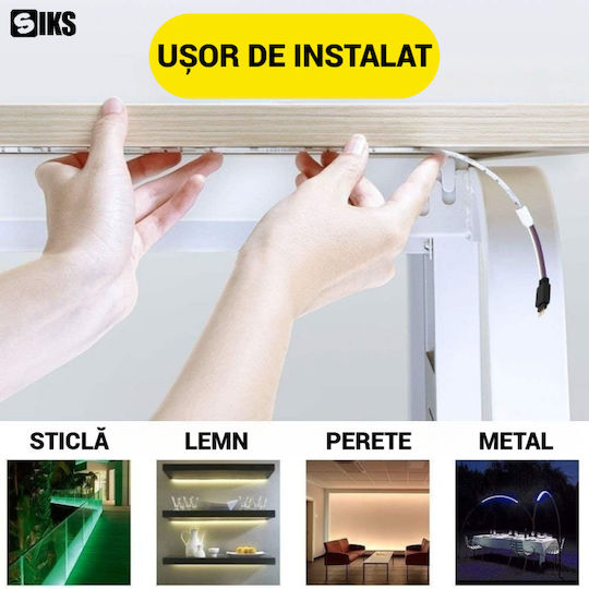 Rezistent la apă Bandă LED 12V RGB Lumină 5m Tip SMD2835 cu Sursă de alimentare