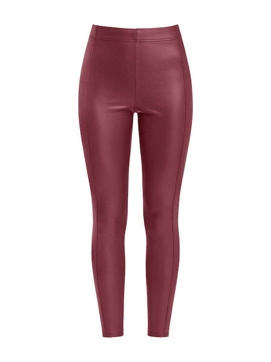 Celestino Дамски Клин От Еко Кожа С Декоративни Шевове Slim Fit Бордо