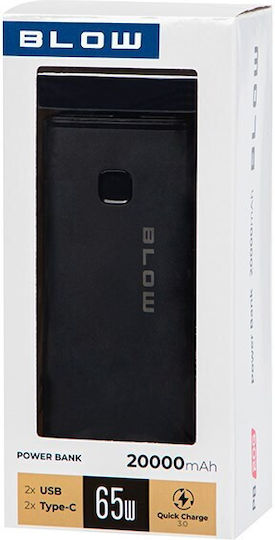 Blow PB20G Power Bank 20000mAh 65W with 2 USB-A Output Ports and 2 USB-C Output Ports Power Delivery Black