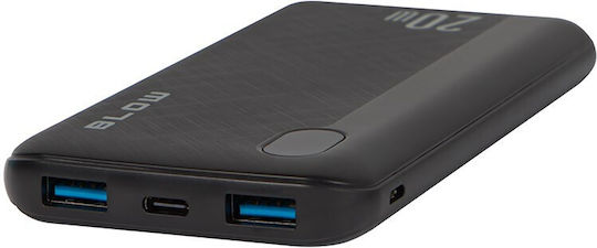 Blow PB10B Power Bank 10000mAh 20W mit 2 USB-A Ausgangsanschlüsse und USB-C Ausgangsanschluss Quick Charge Schwarze