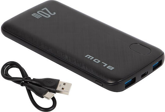 Blow PB10B Power Bank 10000mAh 20W mit 2 USB-A Ausgangsanschlüsse und USB-C Ausgangsanschluss Quick Charge Schwarze