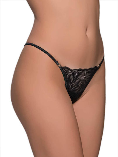 Milena by Paris Women's Sexy String with Lace Black 006950-Black
