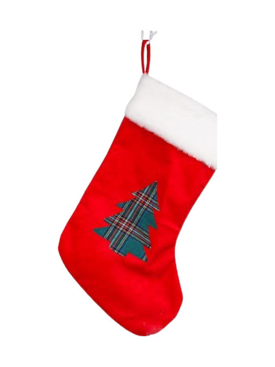 Christmas Decorative Red Socks with Tree L35xW25xH22cm