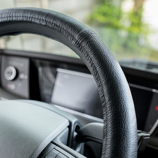 Umbrella Auto-Lenkradabdeckung Leder Schwarz mit Schwarzer Naht