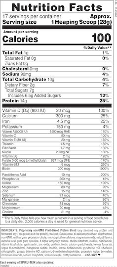 Nature's Plus Spiru-Tein High-Protein Energy Meal Gluten Free with Flavor Chocolate 476gr