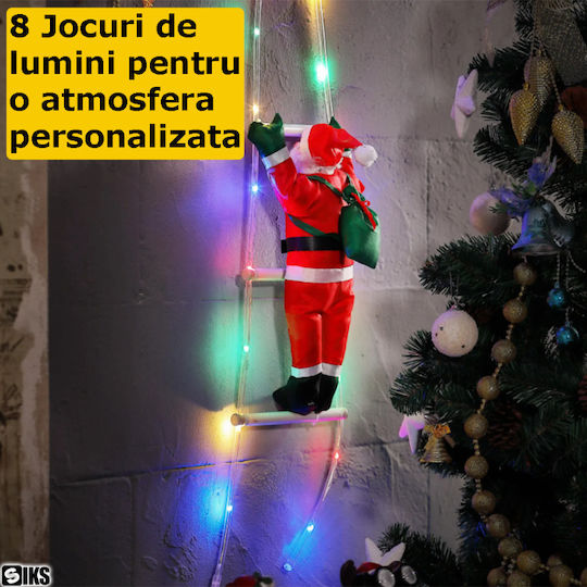 Luminat Decorativ Moș Crăciun Electrică pe Scară 165x25cm.