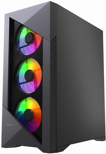 Gembird Fornax 900 Gaming Midi Tower Κουτί Υπολογιστή με Πλαϊνό Παράθυρο και ARGB Φωτισμό Μαύρο