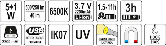 Yato Φωτισμός Εργασίας LED με Φωτεινότητα έως 500lm