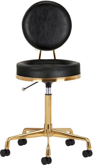 Salon Tech Wheeled Stool with Backrest Gold