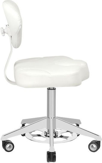 Salon Tech Wheeled Stool with Backrest White