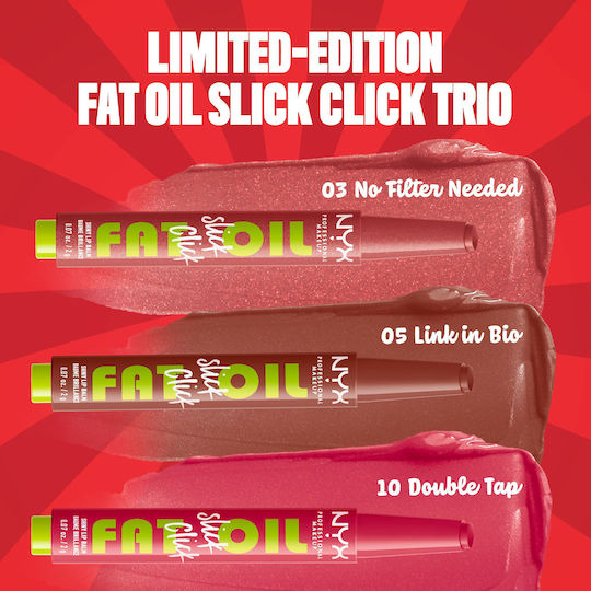 NYX Professional Makeup Fat Oil Slick Click Trio Σετ Lip Oil Για Άνδρες 3τμχ