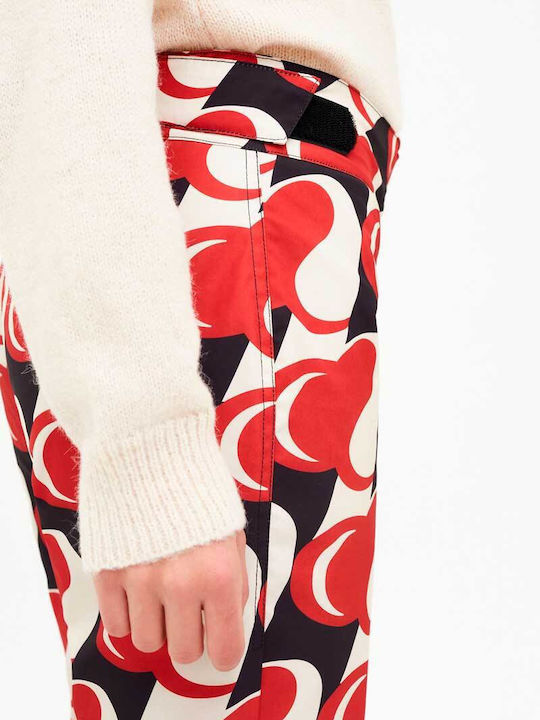 Women's Fabric Trousers with Elastic Loose Fit Red