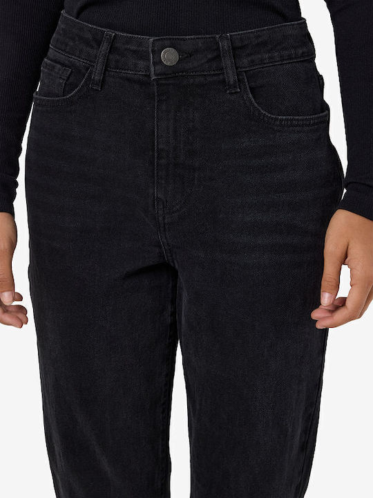 High Waist Women's Jean Trousers in Mom Fit Black