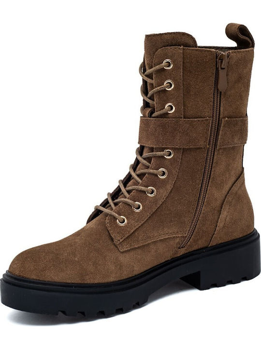 Leder Stiefeletten Damen Braun
