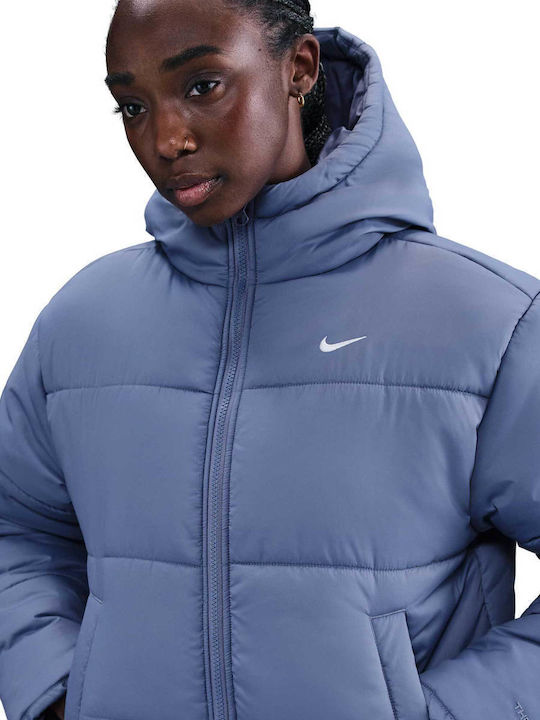 Women's Short Puffer Jacket for Winter Blue