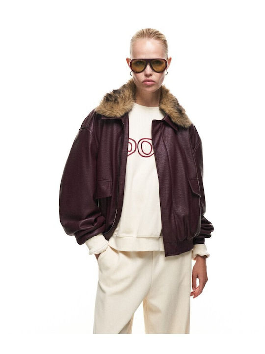Damen Bikerjacke Bordeaux