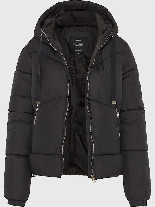 Crop Γυναικείο Puffer Μπουφάν για Χειμώνα Μαύρο
